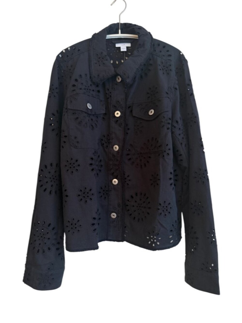J. Jill black embroidered eyelet jacket. NWT. Size S.